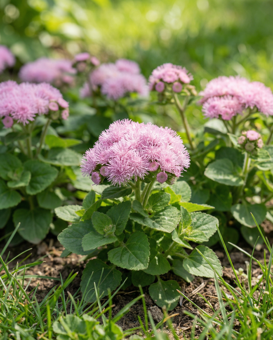 Flossflower Pink Ball (Ageratum houstonianum) – annual flower seeds from SeedsChoice