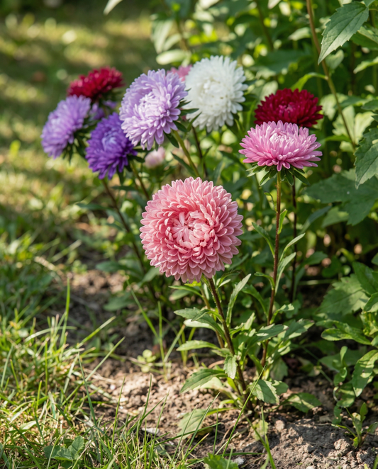 Aster Pompon Mixed (Callistephus chinensis) – annual mix seeds from SeedsChoice