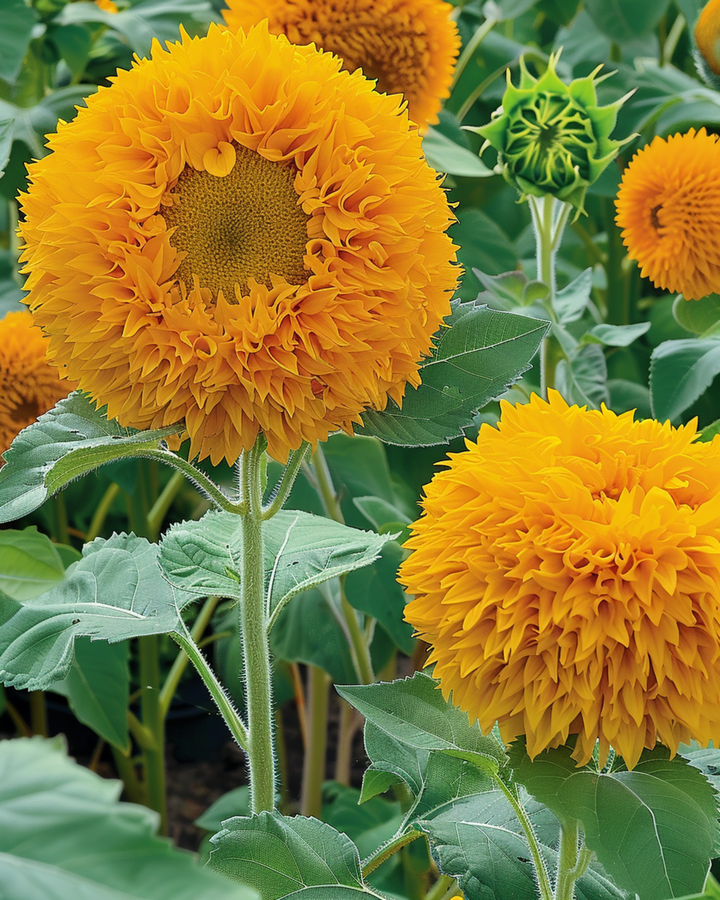 Sunflower Sungold Double Flowered Dwarf seeds (Helianthus annuus) – annual flower
