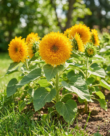 Sunflower Sungold Double Dwarf (Helianthus annuus) – annual flower seeds from SeedsChoice