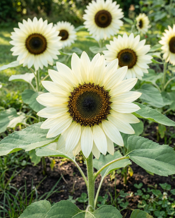 Sunflower White Moon F1 (Helianthus annuus) – annual flower seeds from SeedsChoice