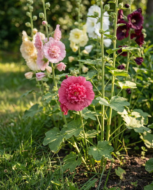 Hollyhock Doppia Multicolor (Alcea rosea) – perennial mix seeds from SeedsChoice