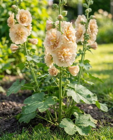 Hollyhock Majorette Champagne (Alcea rosea) – annual seeds from SeedsChoice