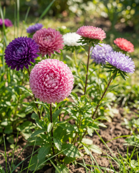 Aster Pompon Mixed (Callistephus chinensis) – annual mix seeds from SeedsChoice