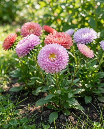 Aster Powderpuffs Mixed (Callistephus chinensis) – annual mix seeds from SeedsChoice