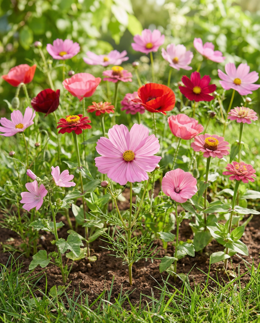Summerflowers Pink Red Garden Mix Blend – annual flower seeds from SeedsChoice