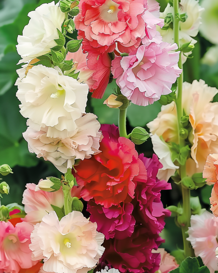Hollyhock Chater Double Mixed seeds (Alcea rosea) – biennial mix