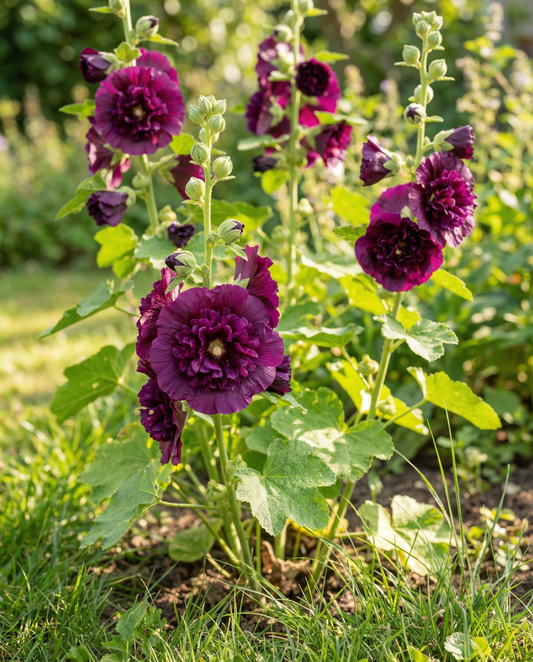Hollyhock Chater's Deep Purple (Alcea rosea) – biennial seeds from SeedsChoice