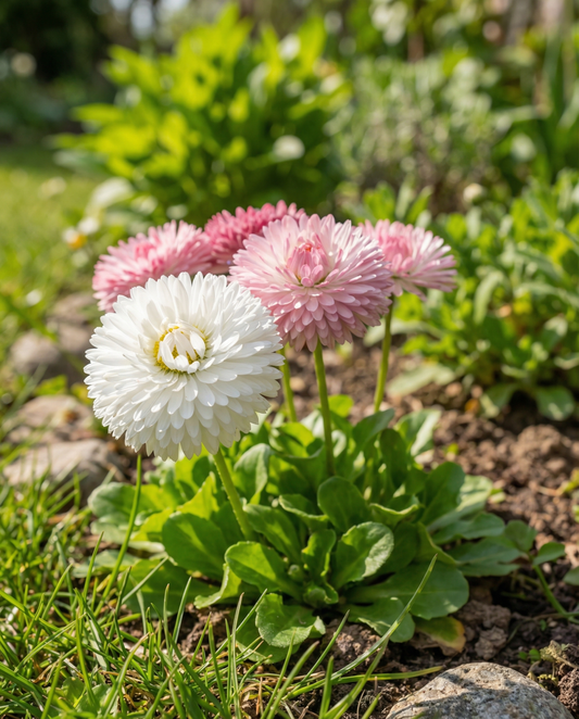 Daisy Large Flowered Mixed (Bellis perennis) – biennial flower seeds from SeedsChoice