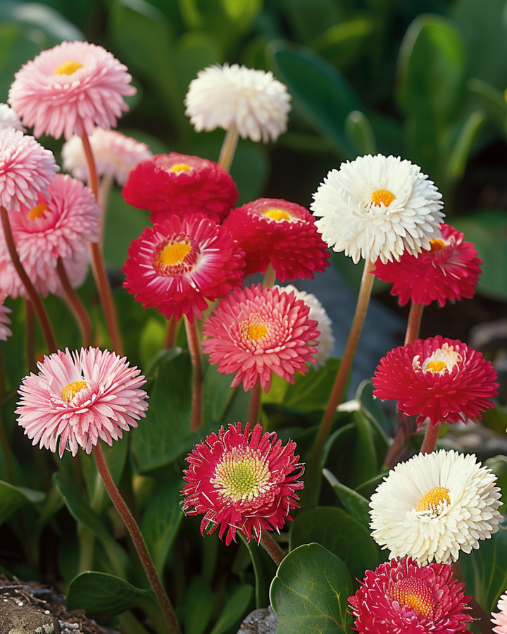Daisy Mixed Pomponette seeds (Bellis perennis) – biennial flower