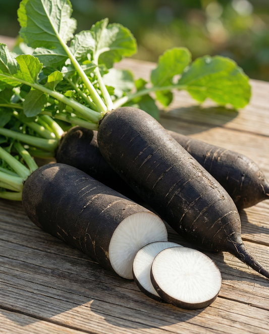 Winter Radish Noir Long Poids Dhorloge (Raphanus sativus) – annual vegetable seeds from SeedsChoice